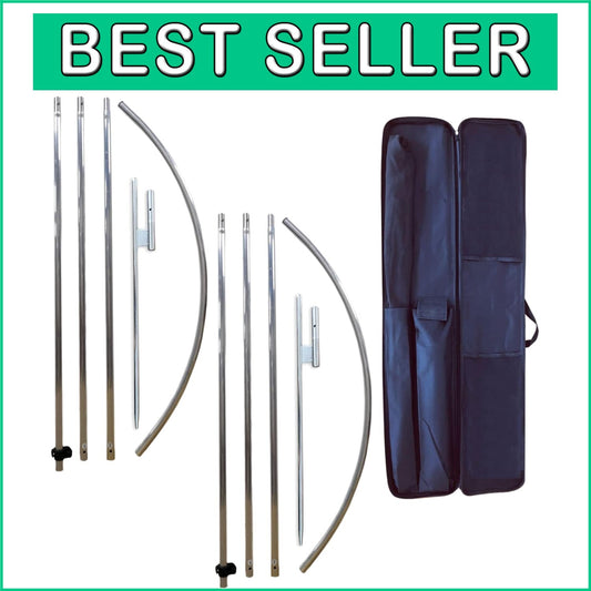 Durable 2-Pack Feather Flag Pole Kit - Easy Setup, 12FT Tall & Weather-Resistant