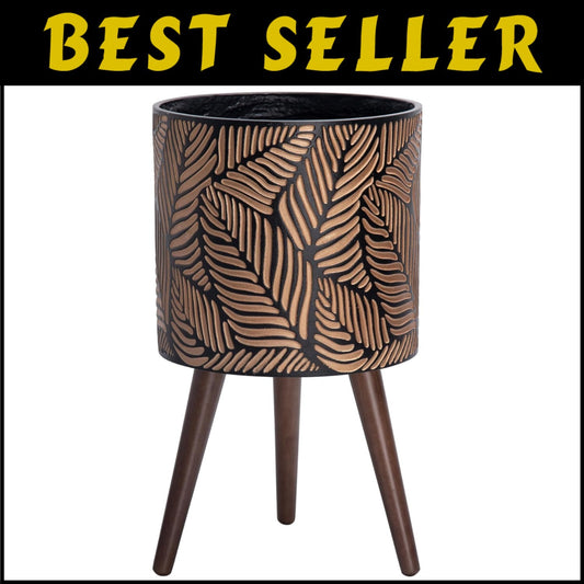 Stylish 12-Inch Plant Pot with Stand – Fiberglass Resin, Eco-Friendly Design