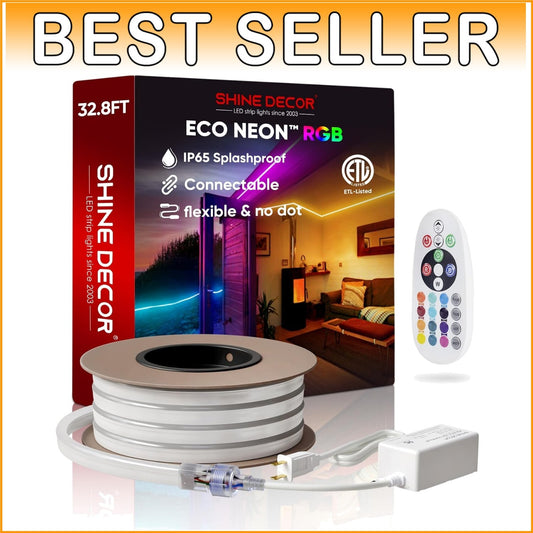 Bright RGB LED Neon Rope Light 32.8FT - Remote Controlled & Waterproof