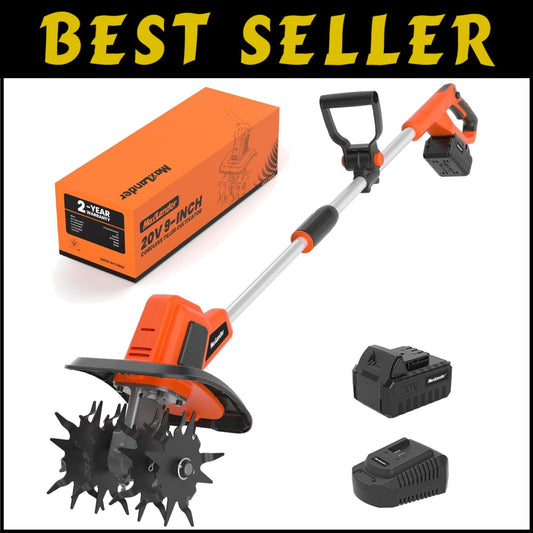 20V Cordless Tiller Cultivator with 48 Steel Tines for Efficient Gardening