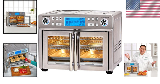 Extra Large 25 QT Dual Zone Air Fryer Oven Combo with French Door - Fast Cooking