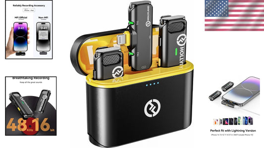 Active Noise Cancelling Lavalier Mic - 32H Battery, Ideal for iPhone/iPad Users