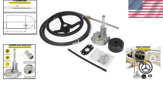Durable 13.5" Rotary Steering System Kit - Rust-Resistant Marine Design