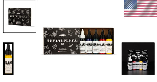 Dynamic Vegan Tattoo Ink - 5 Professional Colors, 1oz Each, Long Lasting Quality