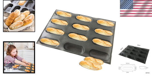 Perfectly Baked Bread: Silicone Hot Dog Molds, 15.75” x 23.6” Non-Stick Design