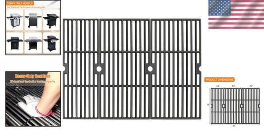 Durable 18 Inch Cast Iron Grill Replacement Grates - Ideal for Charbroil Models