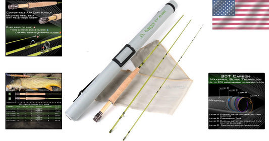 Maxcatch Ultra-Lite 3-Piece Fly Rod for Stream Fishing - 72" Medium-Fast Action