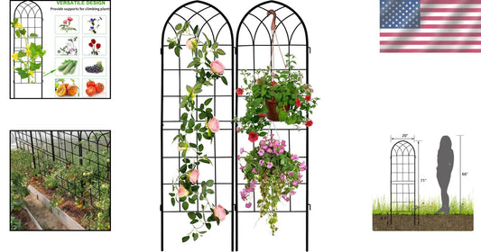 Elegant Rust-Proof Iron Arch - 71x20in Trellis for Outdoor Climbing Plants