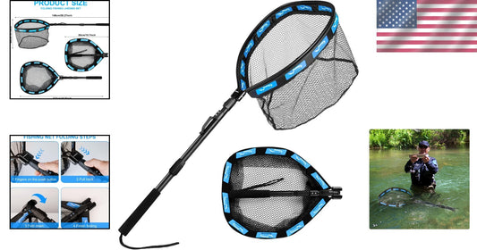 Lightweight Floating Fishing Net with Telescopic Handle for Easy Catch & Release