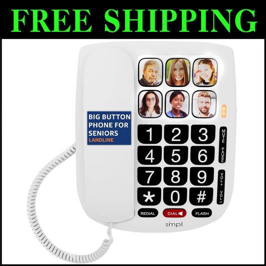 Hands-Free Corded Phone with Photo Memory – Ideal for Seniors & Hearing Impaired