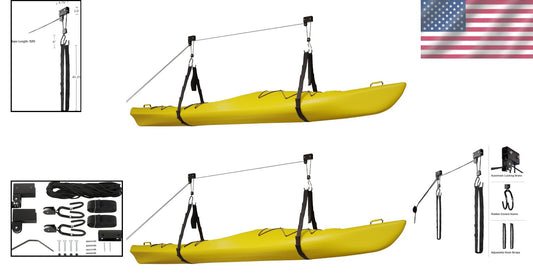 Premium Overhead Pulley System for Canoes and Bikes - 12-Foot Ceiling Ready