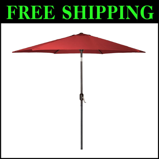 Durable 6 Ft Umbrella with Easy Crank and Tilt - Wine Red for Outdoor Spaces