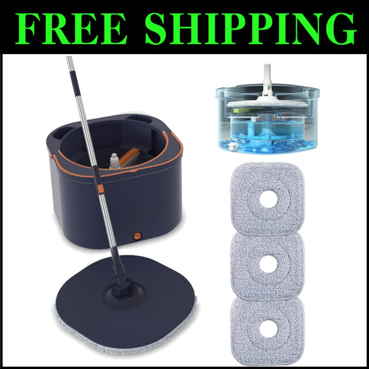 360-Degree Spin Mop System with Telescopic Handle for Easy Floor Cleaning