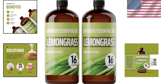32 Fl Oz Lemongrass Essential Oil Duo – Perfect for Diffusers and DIY Projects