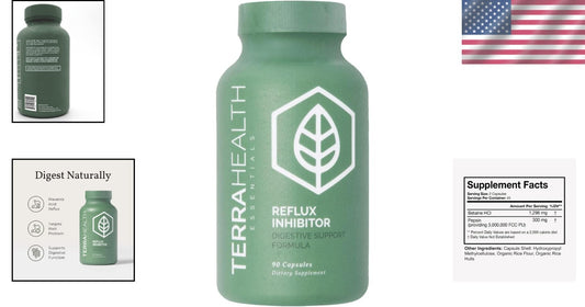 Natural Reflux Inhibitor: 90 Vegan Capsules for Indigestion Relief & Gut Health