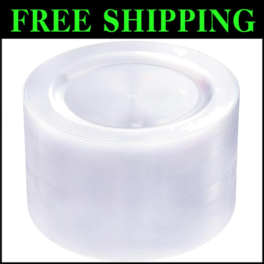 Elegant 10.25 Inch Clear Plastic Plates - 100 Premium Disposable Dinner Plates