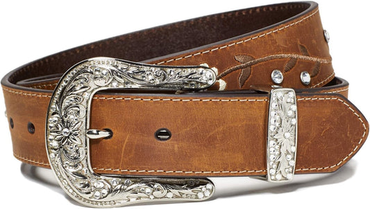 Customizable Rhinestone Concho Women's Belt - Floral & Fashion-Forward