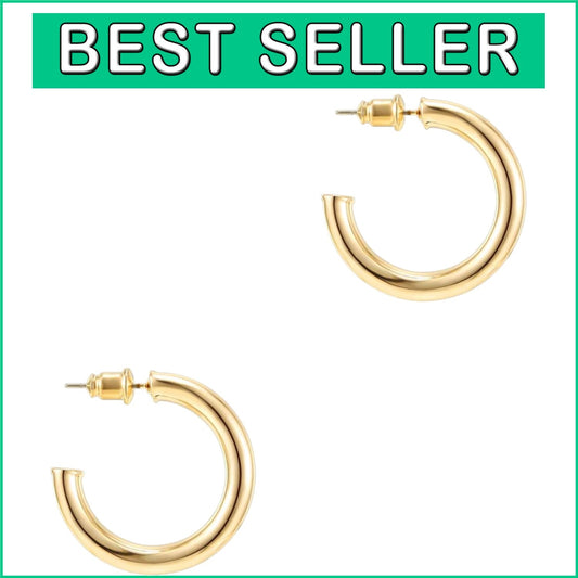 Hypoallergenic 14K Gold Plated Hoop Earrings for Women - Eco-Friendly Style
