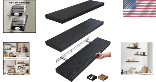 Elegant 22.5in Floating Shelves - Rustic Wood Wall Decor for Home Organization