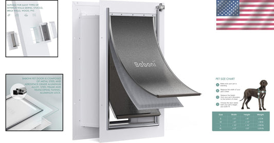 Heavy-Duty 3-Flap Pet Door for Large Pets - Easy Wall Installation Included