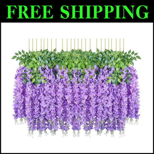 Vibrant Purple Wisteria Hanging Flower Vines – Perfect for Weddings & Parties