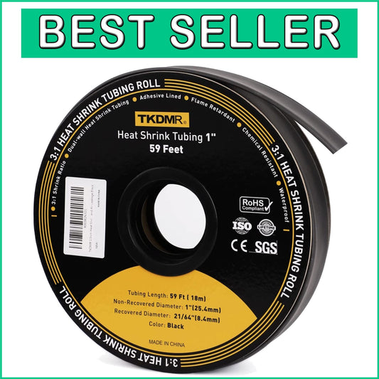 Adhesive-Lined 59 Ft Heat Shrink Tubing - 1" for Enhanced Electrical Insulation