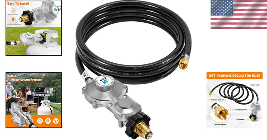 Efficient Dual-Stage Propane Regulator & Hose for Outdoor Cooking and Heating