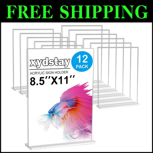 T-Shape Acrylic Stand 12-Pack for Menus & Flyers - Versatile Clear Displays