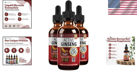 Easy-To-Use Active Ginseng Liquid - Natural Energy & Vitality Boost (3 Bottles)