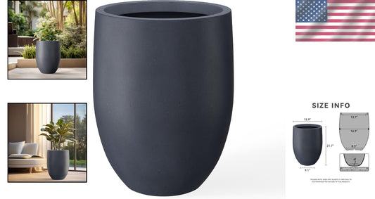 Elegant 21.7" H Dark Gray Concrete Planter - Perfect for Indoor & Outdoor Spaces