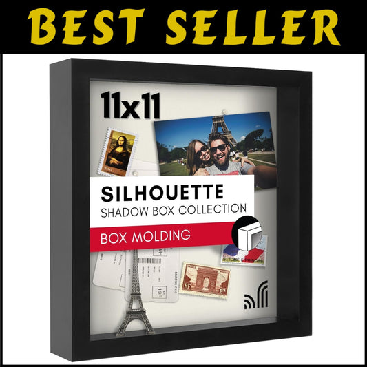 Elegantly Crafted 11x11 Shadow Box Frame - Shatter-Resistant Glass & Felt Back