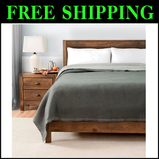 Luxury 100-Percent Wool Blanket 500GSM – Oversized Full/Queen, Reversible Design