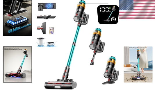 Pet Hair & Stubborn Stains? 550W Cordless Vacuum Cleaner with 8-Stage Filtration