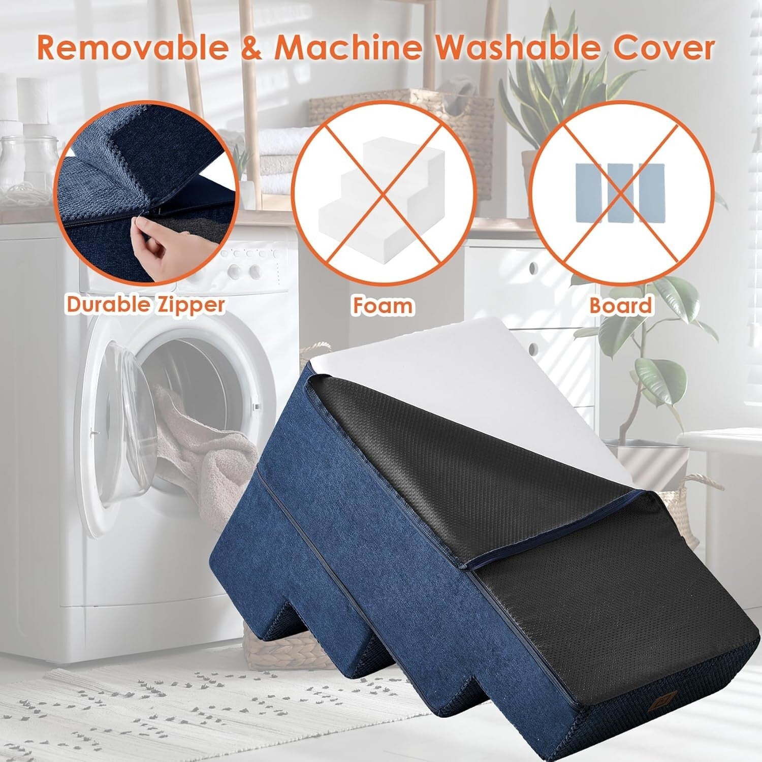 Extra Wide 4-Step Pet Stairs - Safe Access for Small Dogs & Cats in Navy