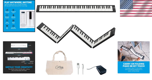 All-in-One 88 Key Folding Piano – Travel-Friendly with Powerful Battery & Sounds