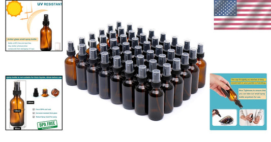 Leaking-Proof 2oz Glass Spray Bottles Set of 48 for Skin Care & Cleaning