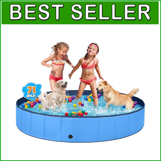 Portable Vinyl Kiddie Pool for Dogs - Safe, Easy Drainage, and Collapsible