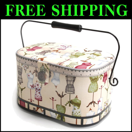 Elegant Oval St. Jane Sewing Basket with Magnetic Closure - Multi-Color Design