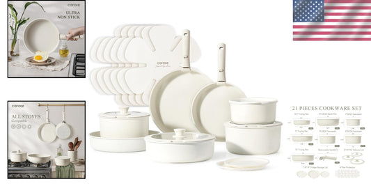 Easy-Clean 21-Piece Cookware Set with Removable Handle: Oven & Induction Safe