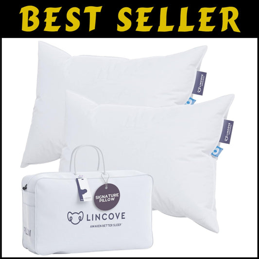 Travel-Ready Luxury Down Pillows - 2 Pack Standard, Perfect for Home & on-the-Go