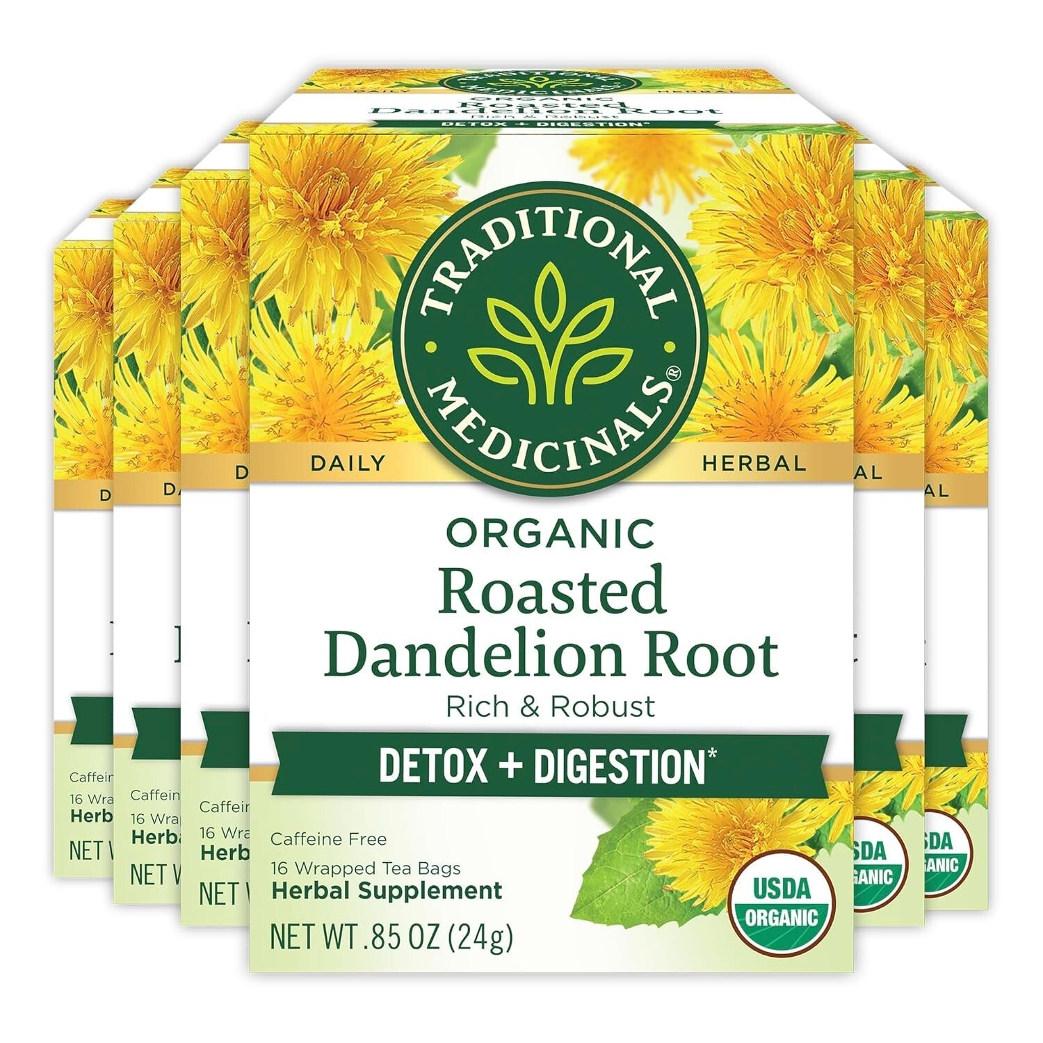 Organic Roasted Dandelion Root Tea - 96 Count for Healthy Digestion & Detox
