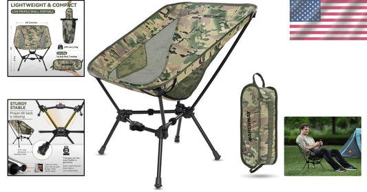 330 lbs Capacity Lightweight Folding Chair for Camping, Fishing & Outdoor Events