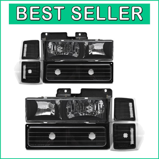 Crystal Clear Reflector Headlights for 1994-1998 Chevy Silverado/Suburban/Tahoe