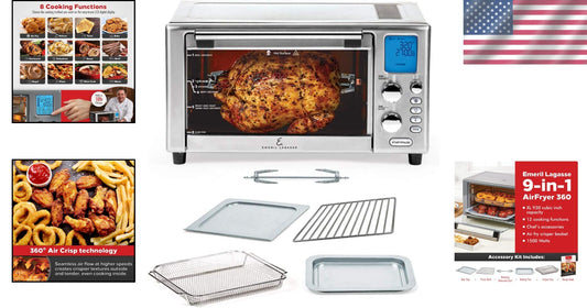Emeril Everyday 360 Stainless Steel Air Fryer - 1500W, 9-in-1 Kitchen Essential