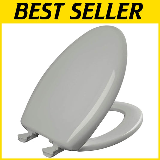 Classic Ice Grey Plastic Toilet Seat with Easy Install and Slow Close Features