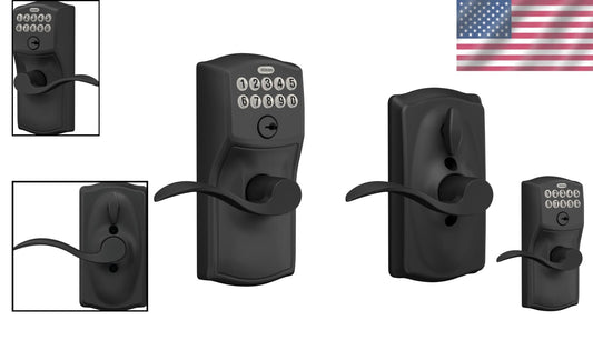 Durable Zinc Keypad Entry Lock - Matte Black Finish for Smooth Operation