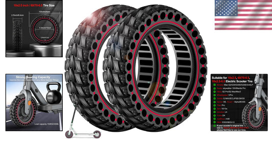 Year-Round 2PCS 10x2.5 Solid Tires for Electric Scooters - Puncture Resistant