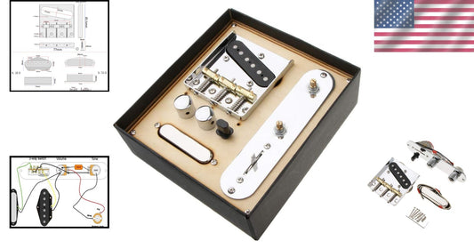 Telecaster-Style Guitar 6-Saddle Bridge Set with Chrome Control Plate and Pickup
