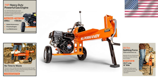 Portable 20 Ton Log Splitter with 7HP Engine for Effortless Firewood Splitting