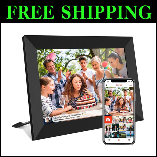 10.1 Inch WiFi Digital Photo Frame with 32GB Storage & Frameo App Integration